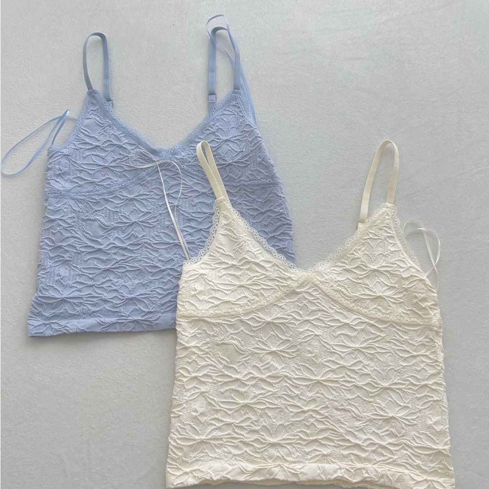 Pink Rose Blue and Cream Camisole Textured